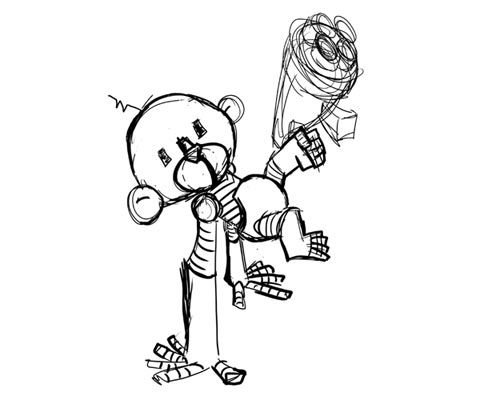 original sketch of Fenwick the monkey bot