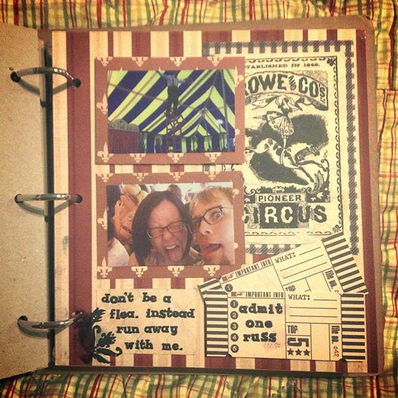 Proposal scrapbook page of OC Fair circus